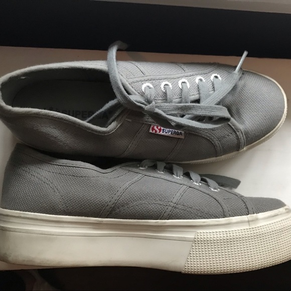 Superga Shoes - Superega grey platform sneakers
